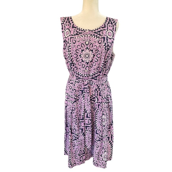 NWOT Talbots Plus Size Poplin Fit & Flare Medallion Print Sleeveless Dress 18 - Picture 3 of 13